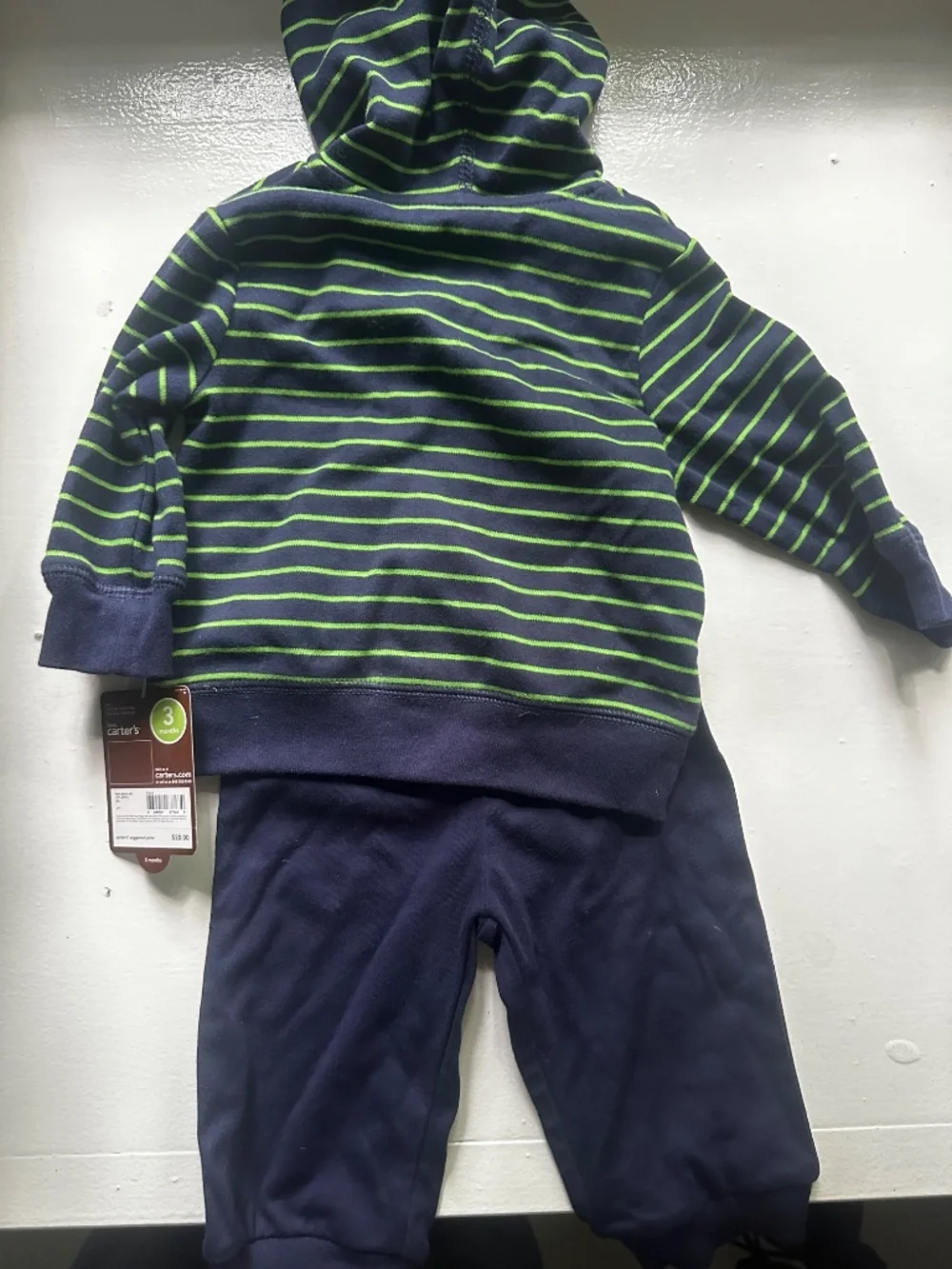 Carter's Baby Boy 3M Striped Hoodie & Pants Set – Construction / Digger